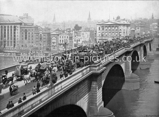 London Bridge and River Thames, looking North-East, London. c.1890's